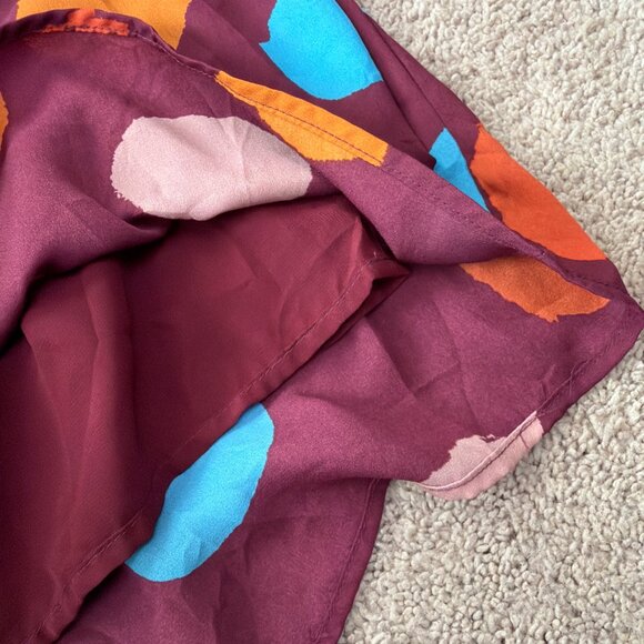 Modcloth Skirt Women 1X Maroon Polka Dot Swing Retro Rockabilly 1950s Pockets - Picture 4 of 9